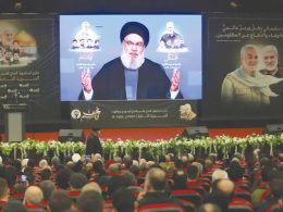 HEZBOLLAH LEADER Hassan Nasrallah delivers a video address at a ceremony in Beirut’s southern suburbs in January to mark the second anniversary of the killing of senior Iranian military commander Qasem Soleimani in a US attack (photo credit: AZIZ TAHER/REUTERS)
