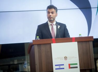 UAE Ambassador to Israel Mohamed Al Khaja, at the opening ceremony of the United Arab Emirates embassy in Tel Aviv, Israel. Miriam Alster/Flash90