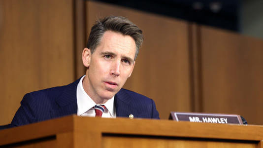 Senator Josh Hawley, R-Mo., co-authored the bill, "COVID-19 Origin Act of 2023." Kevin Dietsch/Getty Images
