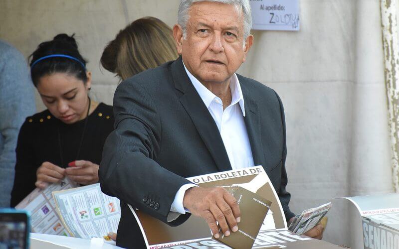 Mexican President Andres Manuel Lopez Obrador casting a vote in the Presidential Election on July 1, 2018 in Mexico City | Shutterstock