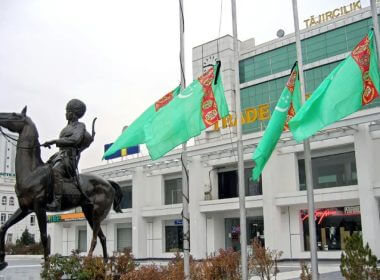 Turkmenistan flags fly in the capital city of Ashgabat. AFP
