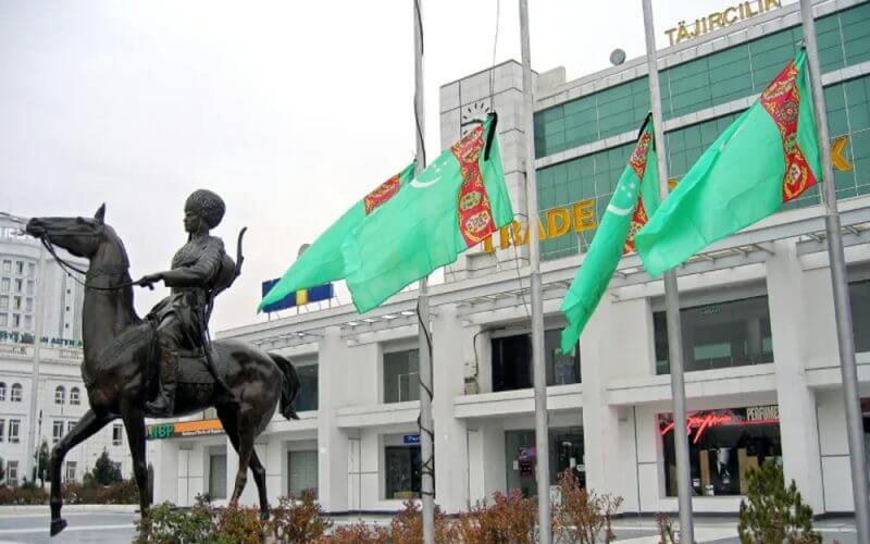Turkmenistan flags fly in the capital city of Ashgabat. AFP