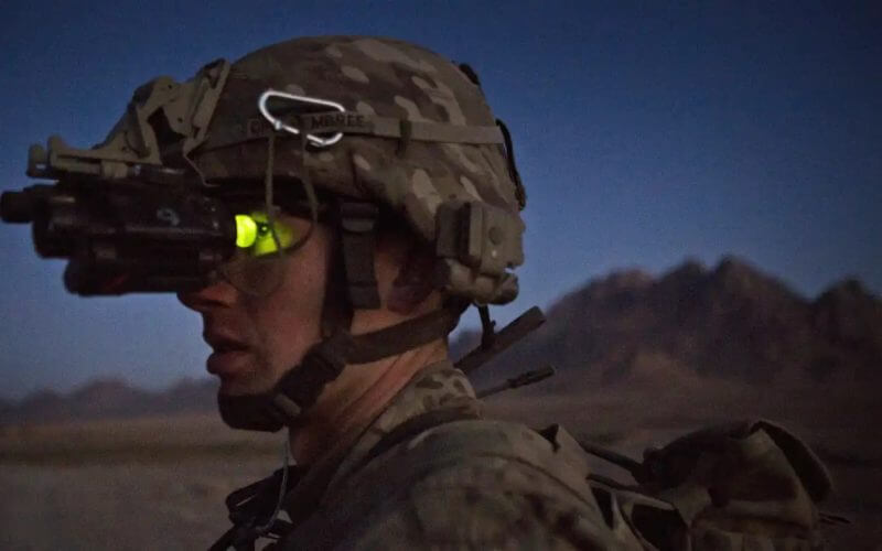 A U.S. soldier uses night vision goggles in Afghanistan in 2013. Pakistani Taliban militants are apparently using such gadgets to attack police under the cover of darkness. Reuters