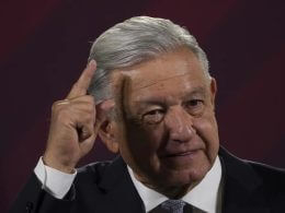 Mexican President Andres Manuel Lopez Obrador gives his regularly scheduled morning press conference at the National Palace in Mexico City, Tuesday, Feb. 28, 2023. (AP Photo/Marco Ugarte)