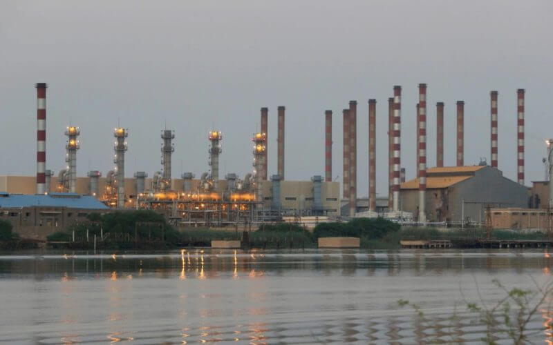 A general view of Abadan oil refinery in southwest Iran, is pictured from Iraqi side of Shatt al-Arab in Al-Faw south of Basra, Iraq Sept. 21, 2019. Reuters