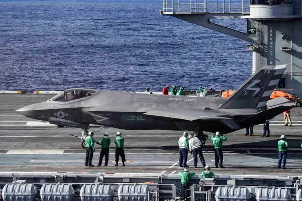An F-35C Lightning II carrier variant joint strike fighter prepares to take off from the aircraft carrier USS Dwight D. Eisenhower in the Atlantic Ocean Thomson Reuters