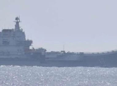 A jet fighter takes off from China's Shandong aircraft carrier, south of Okinawa prefecture, Japan, in this handout released by the Joint Staff Office of the Defense Ministry of Japan April 10, 2023. Joint Staff Office of the Defense Ministry of Japan/HANDOUT via REUTERS