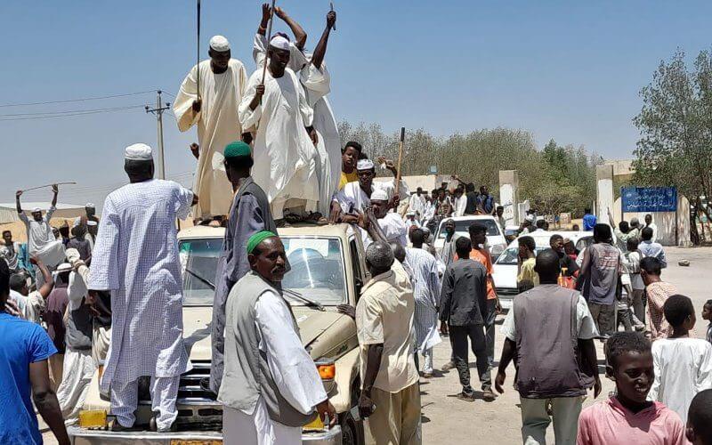 Sudanese people loyal to the national army attend a Thursday demonstration to support the army chief Gen. Abdel Fattah al-Burhan of the Sudan Armed Forces against his rival, Mohamed Hamdan Dagalo of the Rapid Support Forces. Photo by Sudan News Agency/UPI