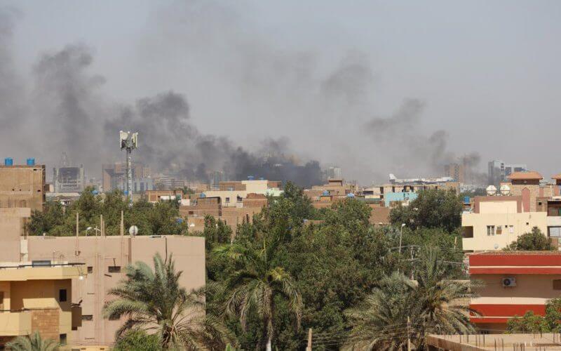 Smoke rises over the city during ongoing fighting between the Sudanese army and paramilitaries of the Rapid Support Forces (RSF) in Khartoum, Sudan, on Wednesday. Photo by Stringer/EPA-EFE
