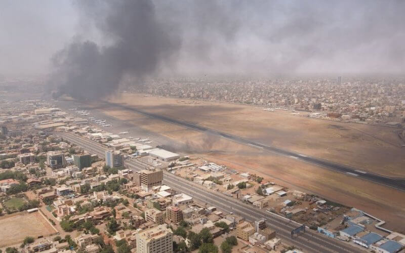 Smoke rises over the city as army and paramilitaries clash in power struggle, in Khartoum, Sudan, April 15, 2023 in this picture obtained from social media. Instagram @lostshmi/via REUTERS