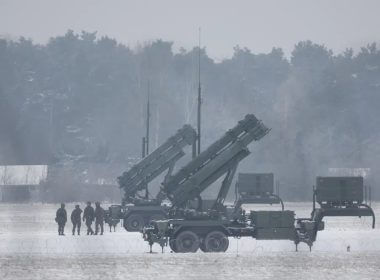 Patriot missile launchers acquired from the U.S. last year are seen deployed in Warsaw, Poland, on Feb. 6, 2023. (AP Photo/Michal Dyjuk, File)