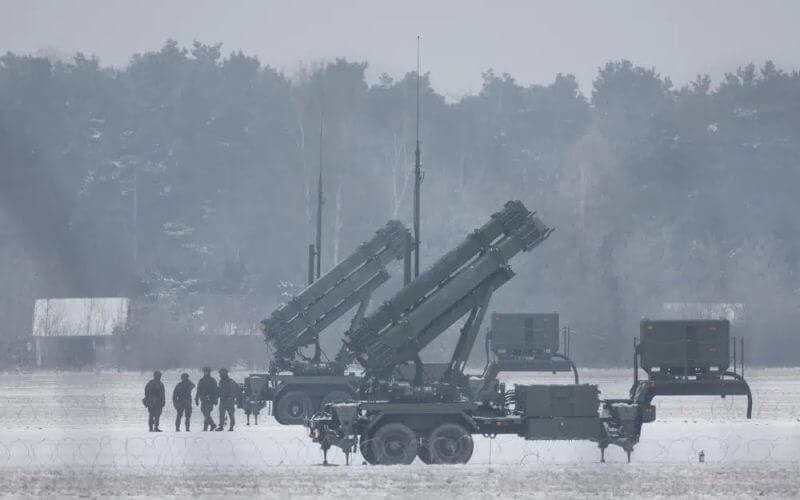 Patriot missile launchers acquired from the U.S. last year are seen deployed in Warsaw, Poland, on Feb. 6, 2023. (AP Photo/Michal Dyjuk, File)