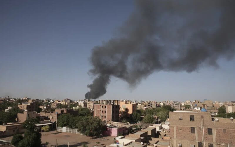 Smoke is seen in Khartoum, Sudan, Wednesday, April 19, 2023. AP