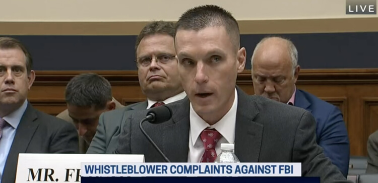 Whistleblower Steve Friend, a former FBI special agent who served five years on an FBI SWAT team and five years before that in local law enforcement in Georgia, testifies before a U.S. House committee about the agency's political approach to criminal investigations across the country. Courtesy: CSPAN