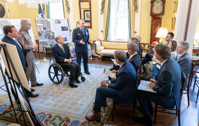 Texas Gov. Greg Abbott and participants in Operation Lone Star brief the governors of nine other states on security efforts at the southern U.S. border with Mexico. Office of Texas Gov. Greg Abbott