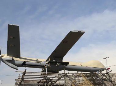 In this Feb. 11, 2016 file photo, Iranian drone Shahed-129 is displayed at a rally in Tehran, Iran. (AP Photo/Ebrahim Noroozi, File)