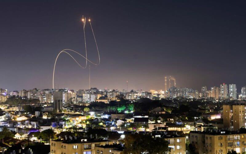 Israel's Iron Dome anti-missile system intercept rockets launched from the Gaza Strip, in Ashkelon, Israel May 10, 2023 REUTERS/Amir Cohen