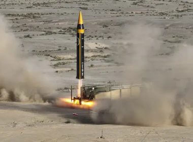 In this picture released by the Iranian Defense Ministry on Thursday, May 25, 2023, Khorramshahr-4 missile is launched at an undisclosed location, Iran. (Iranian Defense Ministry via AP)