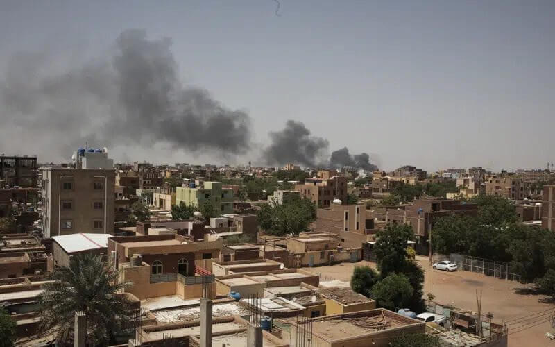 Smoke rises in Khartoum, Sudan, on April 22, 2023. (AP Photo/Marwan Ali, File)