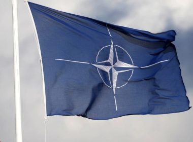 A NATO flag flutters at the Tapa military base, Estonia April 30, 2023. REUTERS