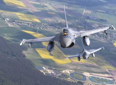 Romanian Air Force F- 16s military fighter jets participating in NATO's Baltic Air Policing Mission operate in Lithuanian airspace, Monday, May 22, 2023. (AP Photo/Mindaugas Kulbis)