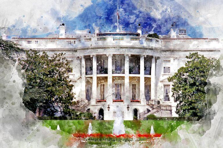 The White House in Washington DC in Watercolor effect is a painting by StockPhotosArt.Com