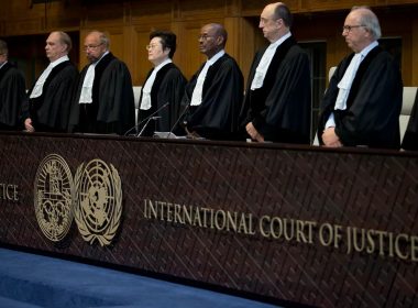 Judges enter the International Court of Justice, or World Court, in The Hague, Netherlands. AP Photo/Peter Dejong