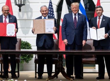 The Sept. 2020 signing of the Abraham Accords (Photo by Saul Loeb/AFP via Getty Images)