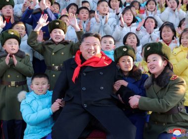 North Korean leader Kim Jong Un poses for a group photo with representatives of the Korean Children's Union (KCU) under North Korea's ruling Workers' Party in Pyongyang, North Korea, in this photo released on January 1, 2023 by North Korea's Korean Central News Agency (KCNA). KCNA via REUTERS