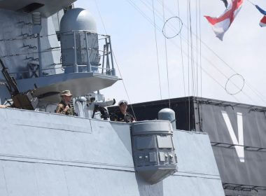 Russian frigate Admiral Gorshkov is seen ahead of scheduled naval exercises with Russian, Chinese and South African navies, in Richards Bay, South Africa, February 22, 2023. REUTERS