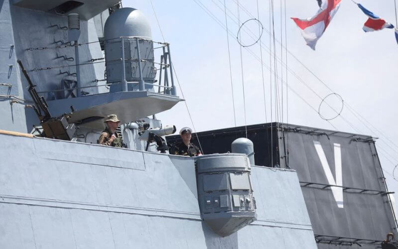 Russian frigate Admiral Gorshkov is seen ahead of scheduled naval exercises with Russian, Chinese and South African navies, in Richards Bay, South Africa, February 22, 2023. REUTERS