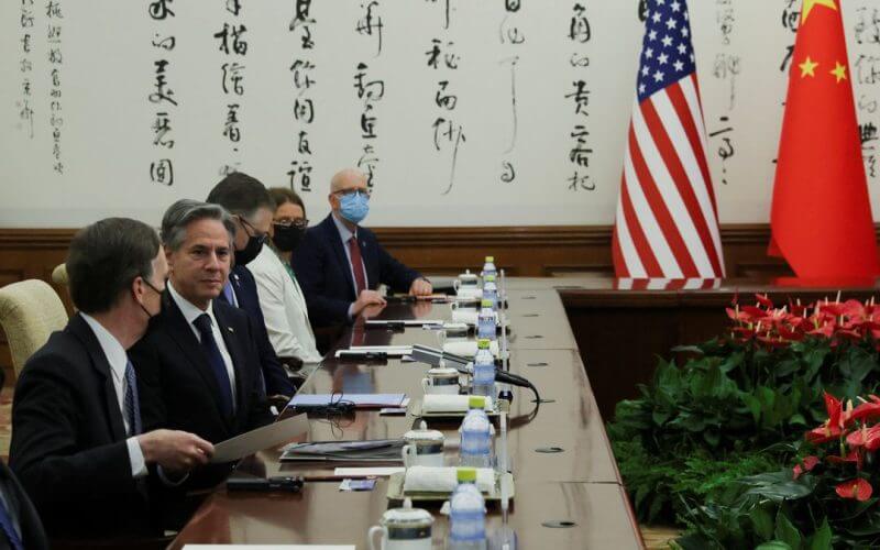 U.S. Secretary of State Antony Blinken meets with China's Director of the Office of the Central Foreign Affairs Commission Wang Yi (not pictured) at the Diaoyutai State Guesthouse in Beijing, China, June 19, 2023. REUTERS