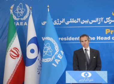 International Atomic Energy Agency (IAEA) Director General Rafael Grossi looks on during a news conference with Head of Iran's Atomic Energy Organization Mohammad Eslami as they meet in Tehran, Iran, March 4, 2023. (photo credit: Majid Asgaripour/WANA via Reuters)
