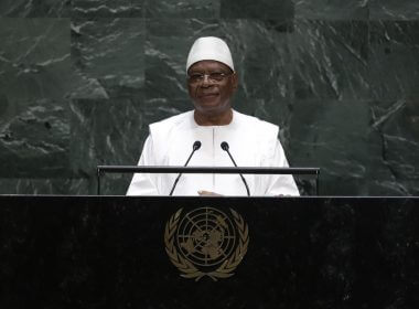 In this Wednesday, Sept. 25, 2019 file photo, Mali's President Ibrahim Boubacar Keita addresses the 74th session of the United Nations General Assembly at the United Nations headquarters. (AP Photo/Frank Franklin II, File)