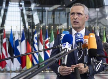 NATO Secretary General Jens Stoltenberg told reporters Thursday that NATO has not changed its nuclear posture over the arrival of Russian tactical nuclear weapons in Belarus. Photo courtesy NATO