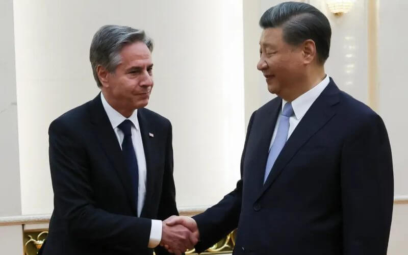 Blinken meeting with Chinese President Xi Jinping in Beijing on June 19, 2023. Leah Millis/Pool Photo via AP