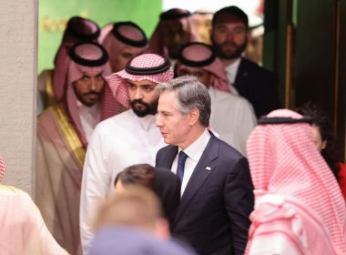 U.S. Secretary of State Antony Blinken looks on, as he attends a joint press conference with Saudi Foreign Minister Faisal Bin Farhan, at the Intercontinental Hotel in Riyadh, Saudi Arabia, June 8, 2023. REUTERS/Ahmed Yosri/Pool