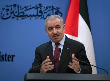 Palestinian Prime Minister Mohammad Shtayyeh speaks during a press conference in the West Bank city of Ramallah. AP Photo/Majdi Mohammed