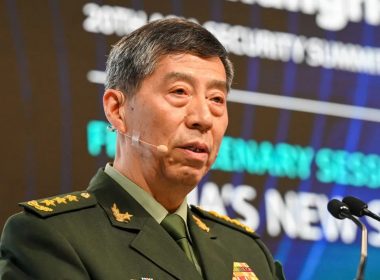 China's minister of national defense Li Shangfu delivers a speech during the 20th Shangri-La Dialogue summit in Singapore, on June 4, 2023. (Roslan Rahman/AFP via Getty Images)