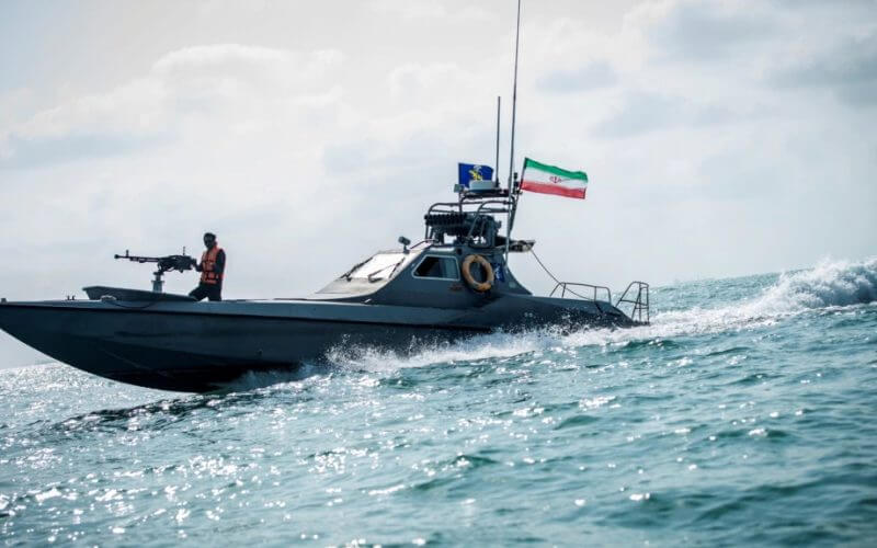 A boat of Iran's Revolutionary Guard is seen at undisclosed coordinates in the Persian Gulf, Aug 22, 2019. (West Asia News Agency via Reuters)