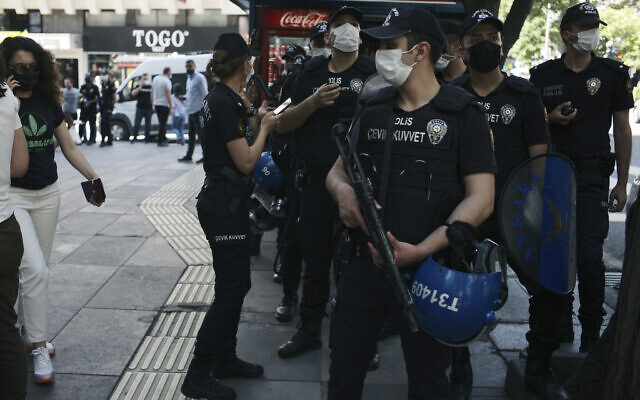 Turkish police seen in Ankara, Turkey, June 29, 2021. (AP Photo/ Burhan Ozbilici)