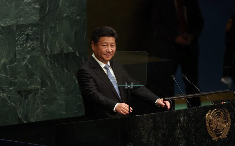 President Xi of China speaks to the United Nations General Assembly. Damon Winter/The New York Times