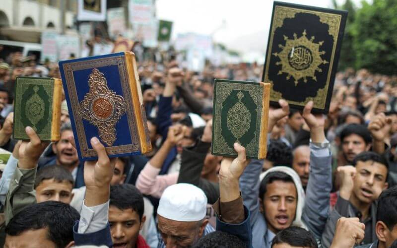 People demonstrate against the desecration of the Koran in Denmark, in Sanaa, Yemen July 24, 2023. REUTERS