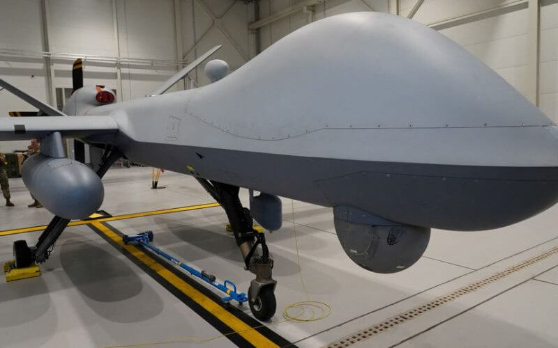 A U.S. Air Force MQ-9 Reaper drone sits in a hanger at Amari Air Base, Estonia, July 1, 2020. REUTERS