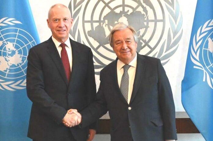 Defense Minister Yoav Gallant met United Nations Secretary General Antonio Guterres, August 28, 2023. Ariel Hermoni (IMoD)