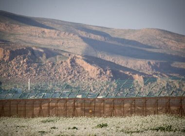 View of the border fence between Israel and Jordan in the Jordan Valley in the West Bank, on February 13, 2019. (Yonatan Sindel/Flash90)