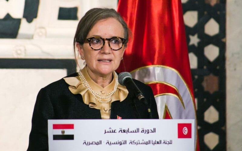 Tunisian Prime Minister Najla Bouden speaks during a joint press conference with Egyptian Prime Minister Mostafa Madbouly in Tunis, Friday, May 13, 2022. (AP Photo/Hassene Dridi, File)