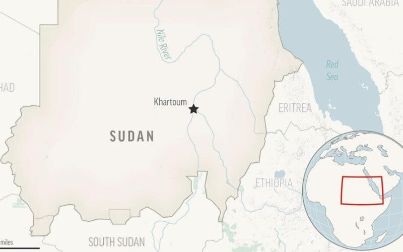 This is a locator map for Sudan with its capital, Khartoum. (AP Photo) The Associated Press
