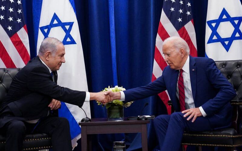 U.S. President Joe Biden holds a bilateral meeting with Israeli Prime Minister Benjamin Netanyahu on the sidelines of the 78th U.N. General Assembly in New York City, September 20, 2023. REUTERS
