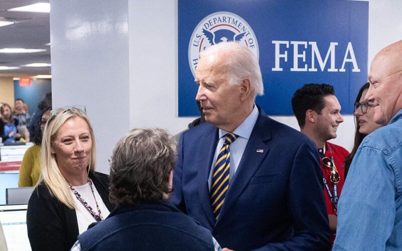 President Joe Biden visits FEMA headquarters in Washington, D.C., on Aug. 31, 2023. (Photo: Saul Loeb/AFP/Getty Images)